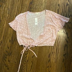 Floral pink wrap shirt